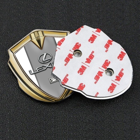 Lexus Emblem Trunk Badge Gold White Grey Print Classic Chrome Logo