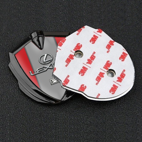 Lexus Metal Emblem Badge Graphite Red Grey Print Classic Chrome Logo