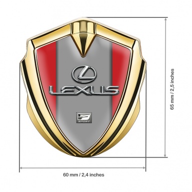 Lexus Domed Emblem Gold Red Grey Print Classic Chrome Logo