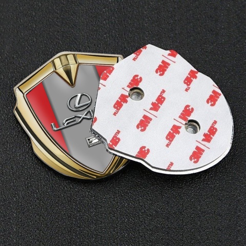 Lexus Domed Emblem Gold Red Grey Print Classic Chrome Logo