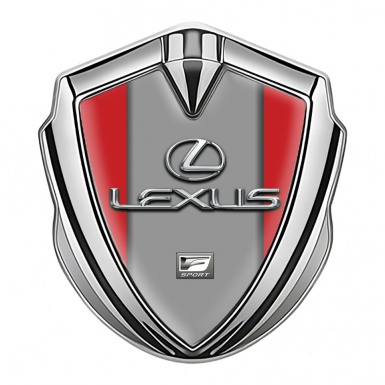 Lexus Metal Emblem Badge Silver Red Grey Print Classic Chrome Logo