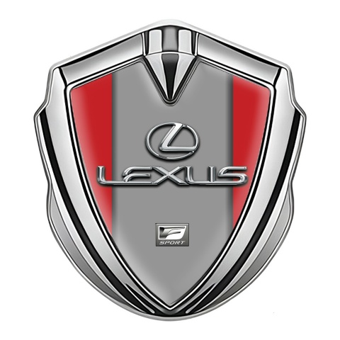 Lexus Metal Emblem Badge Silver Red Grey Print Classic Chrome Logo