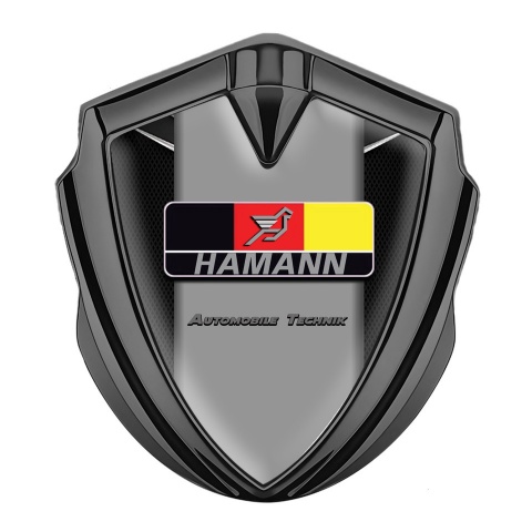 Hamann Metal Emblem Badge Graphite Dark Fishnet Texture German Motif