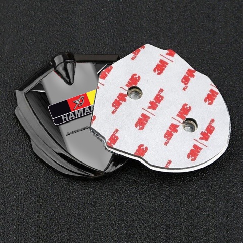 Hamann Metal Emblem Badge Graphite Dark Fishnet Texture German Motif
