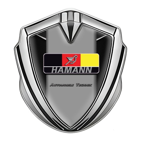 Hamann Metal Emblem Badge Silver Dark Fishnet Texture German Motif