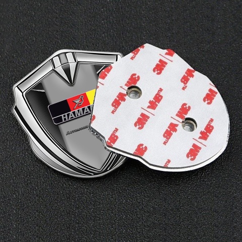 Hamann Metal Emblem Badge Silver Dark Fishnet Texture German Motif