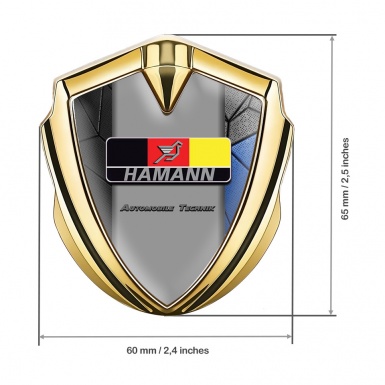 Hamann Emblem Metal Badge Gold Blue Mosaic German Motif