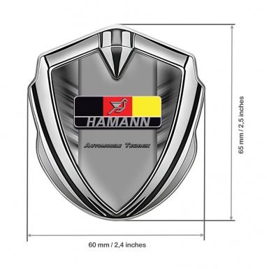 Hamann Metal Domed Emblem Silver Grey Stripes German Motif