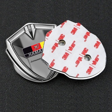 Hamann Fender Emblem Badge Silver Greyscale Pattern German Motif