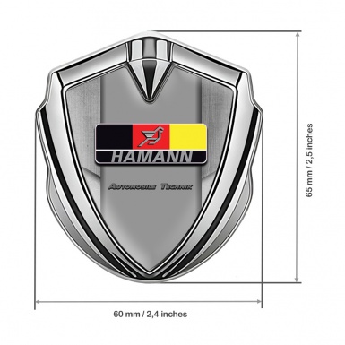 Hamann Metal Emblem Badge Silver Tarmac Texture German Motif