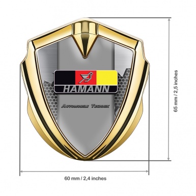 Hamann Domed Emblem Badge Gold Broken Steel German Motif