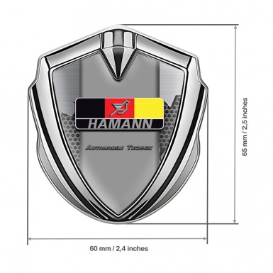 Hamann Domed Emblem Badge Silver Broken Steel German Motif