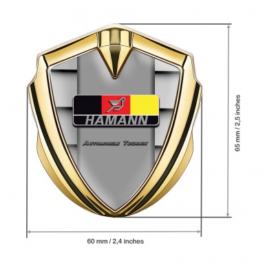 Hamann Emblem Metal Badge Gold Ribbed Texture German Motif