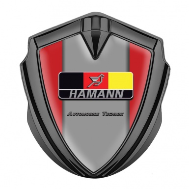 Hamann Metal Domed Emblem Graphite Red Grey Base German Motif