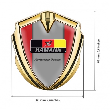 Hamann Metal Domed Emblem Gold Red Grey Base German Motif