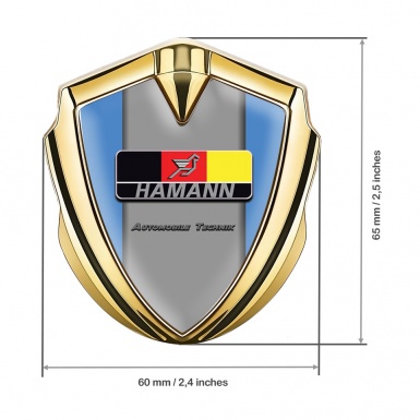 Hamann Metal Emblem Self Adhesive Gold Blue Base German Motif