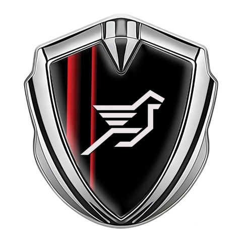 Hamann Emblem Fender Badge Silver Crimson Stripes Pegasus Logo