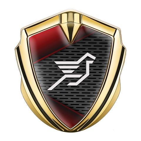 Hamann Metal Emblem Self Adhesive Gold Red Fragments Pegasus Logo