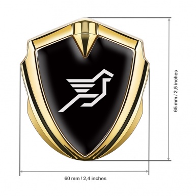 Hamann Fender Emblem Badge Gold Pure Black Print Pegasus Logo