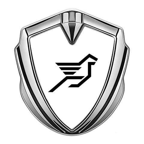 Hamann Emblem Self Adhesive Silver Pure White Print Pegasus Logo