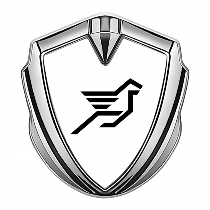 Hamann Emblem Self Adhesive Silver Pure White Print Pegasus Logo