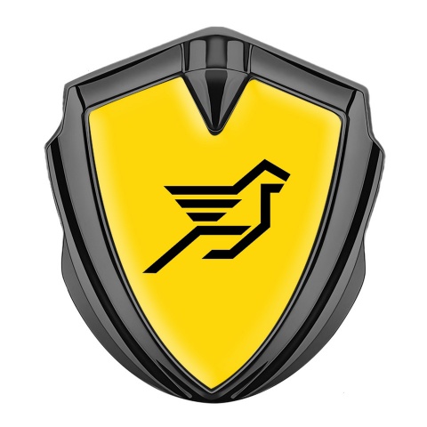 Hamann Domed Emblem Badge Graphite Yellow Print Pegasus Logo Edition