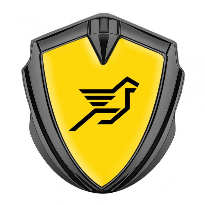 Hamann Domed Emblem Badge Graphite Yellow Print Pegasus Logo Edition