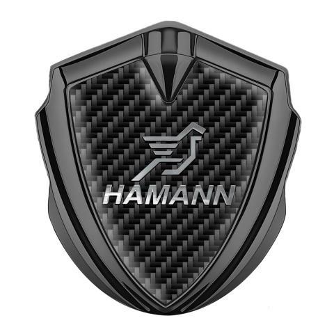 Hamann Emblem Car Badge Graphite Black Carbon Chrome Pegasus Logo