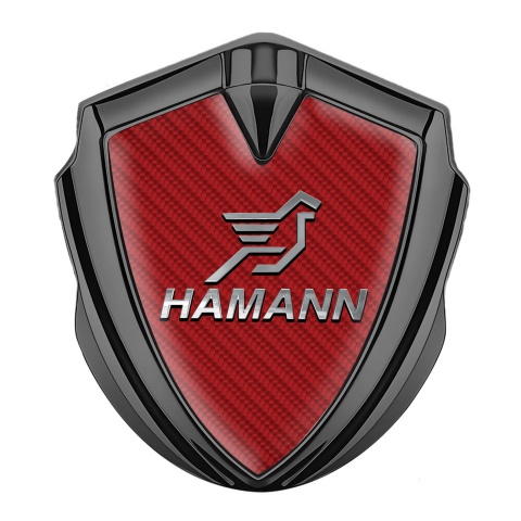 Hamann Metal Domed Emblem Graphite Red Carbon Chrome Pegasus Logo