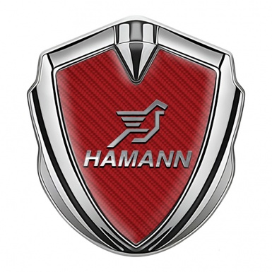 Hamann Metal Domed Emblem Silver Red Carbon Chrome Pegasus Logo