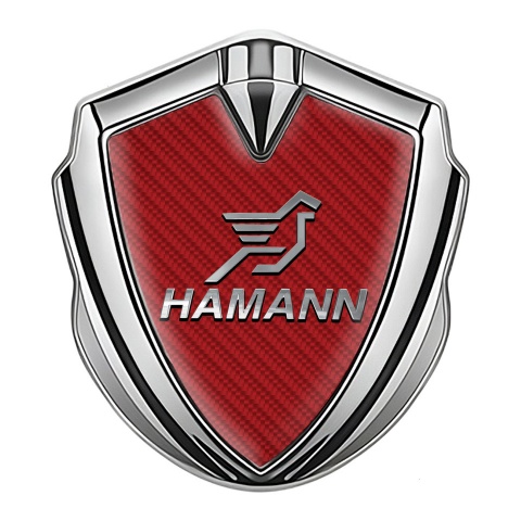 Hamann Metal Domed Emblem Silver Red Carbon Chrome Pegasus Logo