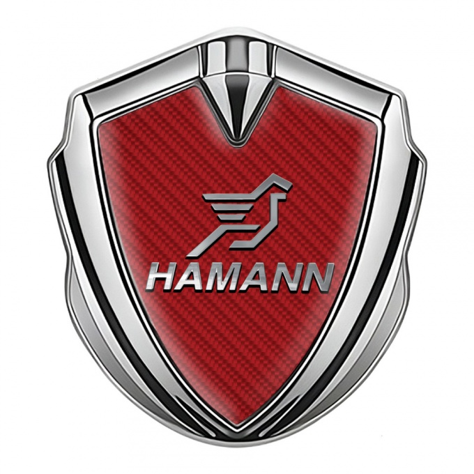 Hamann Metal Domed Emblem Silver Red Carbon Chrome Pegasus Logo