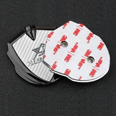 Hamann Badge Self Adhesive Graphite White Carbon Chrome Pegasus Logo