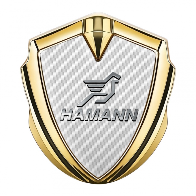 Hamann Badge Self Adhesive Gold White Carbon Chrome Pegasus Logo