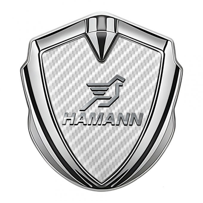 Hamann Badge Self Adhesive Silver White Carbon Chrome Pegasus Logo