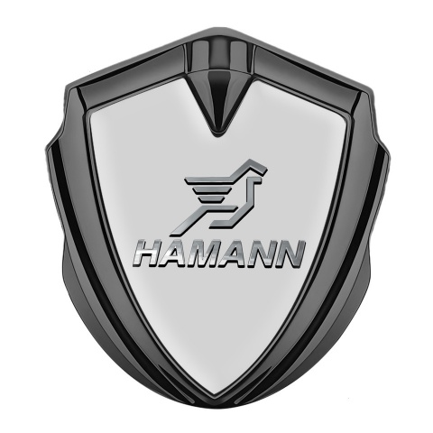 Hamann Emblem Badge Self Adhesive Graphite Grey Base Chrome Pegasus Logo