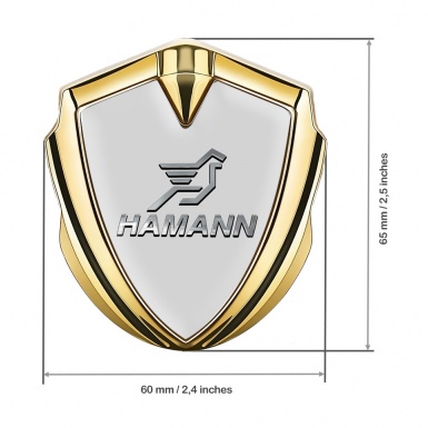Hamann Emblem Badge Self Adhesive Gold Grey Base Chrome Pegasus Logo