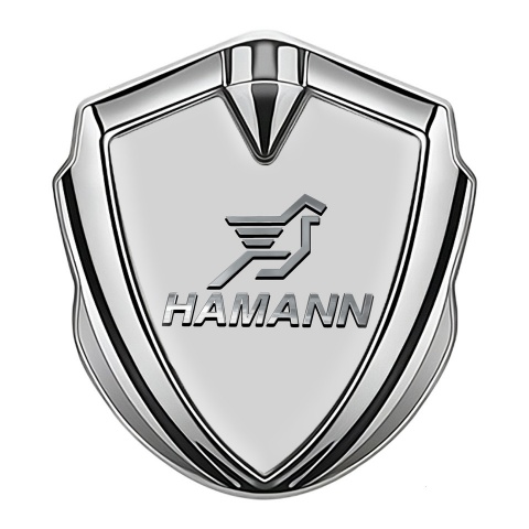 Hamann Emblem Badge Self Adhesive Silver Grey Base Chrome Pegasus Logo
