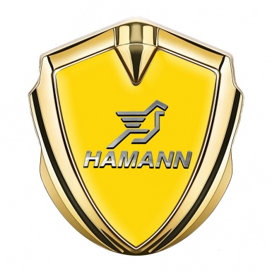 Hamann Metal Emblem Self Adhesive Gold Yellow Base Chrome Pegasus Logo