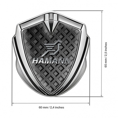 Hamann Metal Domed Emblem Silver Waffle Effect Chrome Pegasus Logo