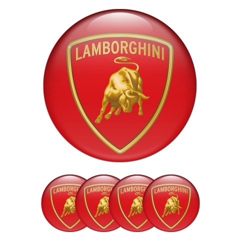Lamborghini Silicone Stickers Emblem for Center Caps Full Red Design