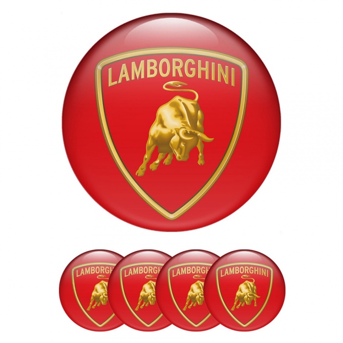 Lamborghini Silicone Stickers Emblem for Center Caps Full Red Design