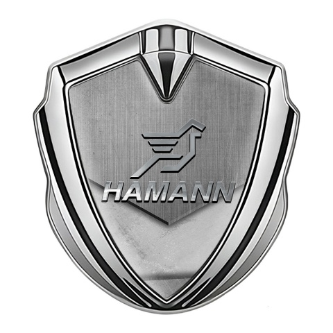 Hamann Badge Self Adhesive Silver Stone Texture Chrome Pegasus Logo