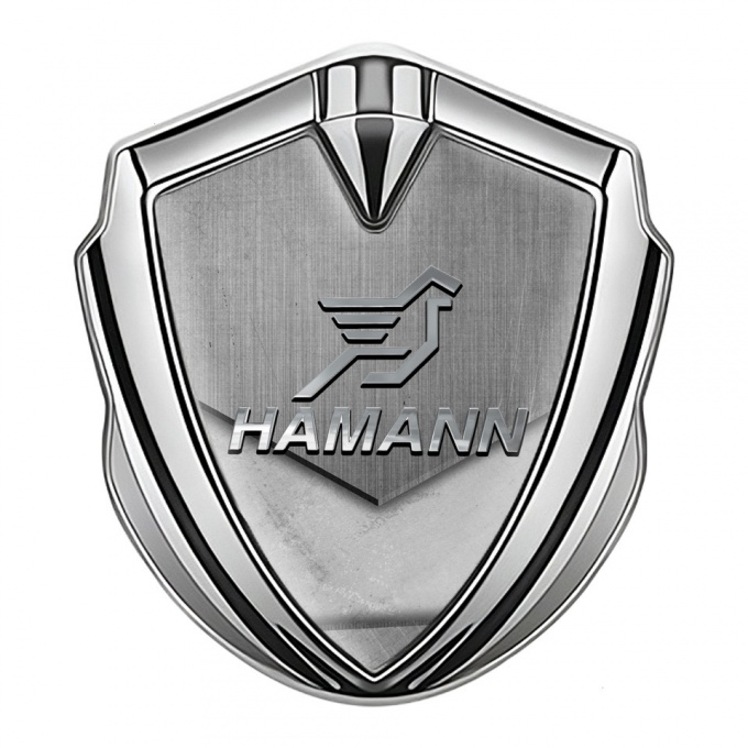 Hamann Badge Self Adhesive Silver Stone Texture Chrome Pegasus Logo