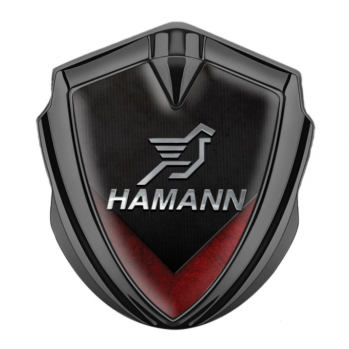 Hamann Emblem Badge Self Adhesive Graphite Red Wings Chrome Logo