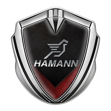 Hamann Emblem Badge Self Adhesive Silver Red Wings Chrome Logo