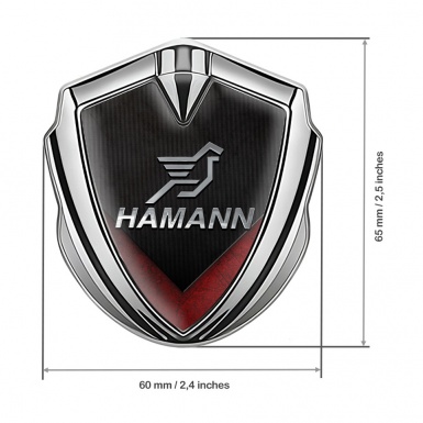 Hamann Emblem Badge Self Adhesive Silver Red Wings Chrome Logo