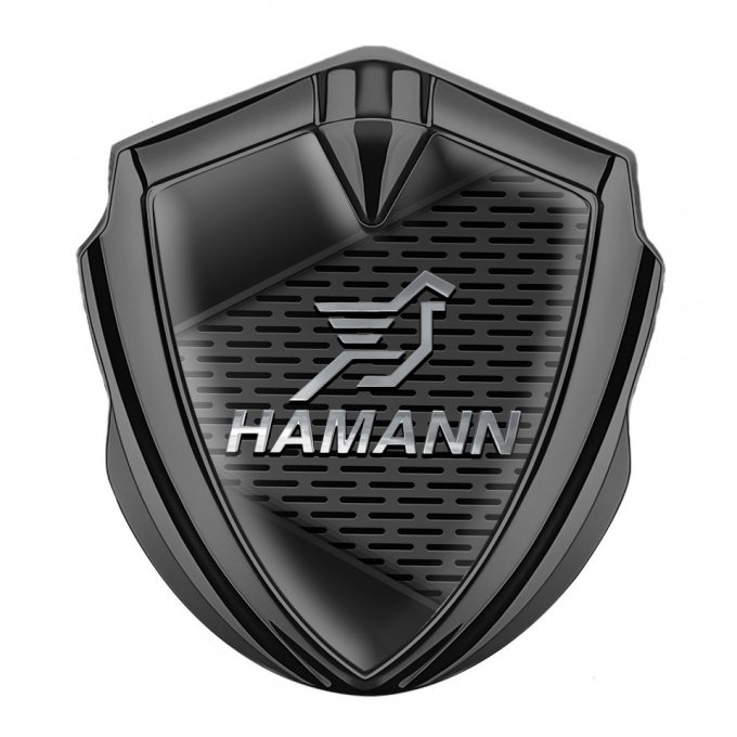 Hamann Metal Emblem Self Adhesive Graphite Grey Plates Chrome Pegasus
