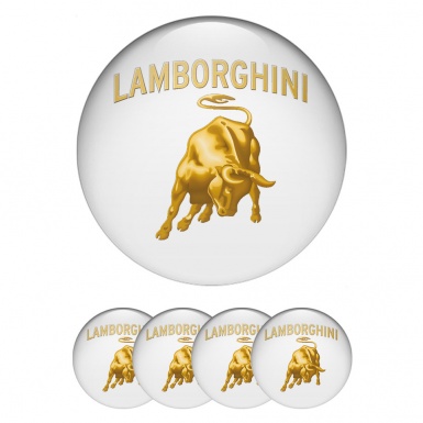 Lamborghini Silicone Stickers for Wheel Center Caps White