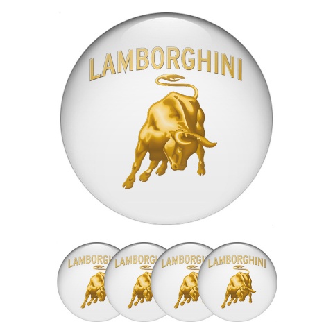 Lamborghini Silicone Stickers for Wheel Center Caps White